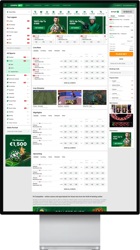 laptop with betting website